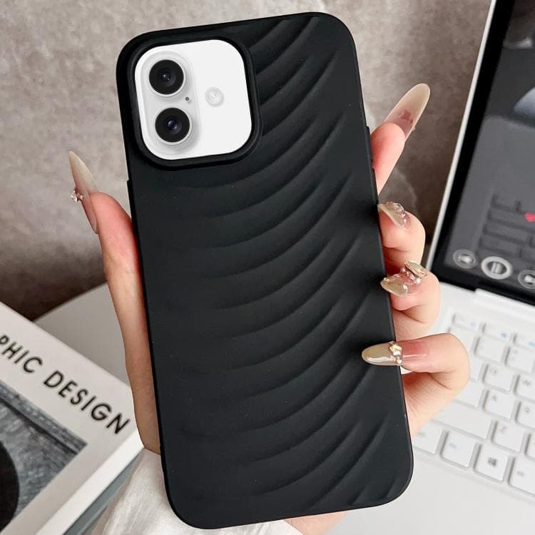 For iPhone 16 Water Ripples TPU Phone Case(Black) - Immagine 1