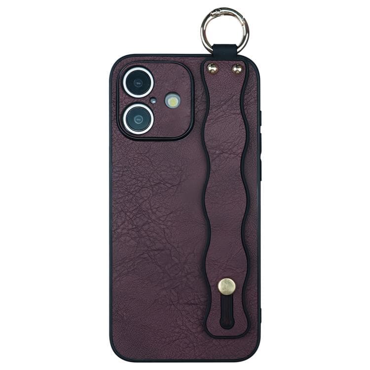 Custodia in TPU per iPhone 16 con bracciale ondulato (Rosso Vino) - Immagine 1