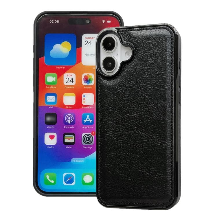 For iPhone 17 Cowhide Texture Back Cover Phone Case(Black) - Immagine 1