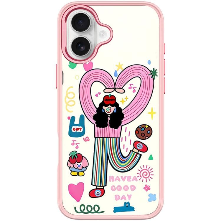 For iPhone 17 Dopamine Girl Pattern Magnetic Phone Case(Pink) - Immagine 1