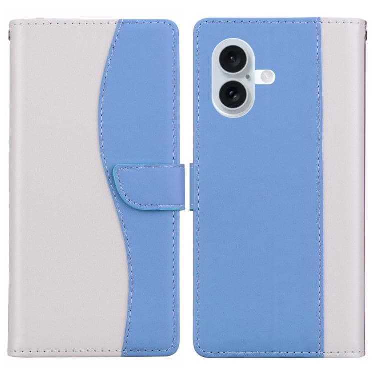 For iPhone 17 Embossed Two-Color Leather Phone Case(White Blue) - Immagine 1