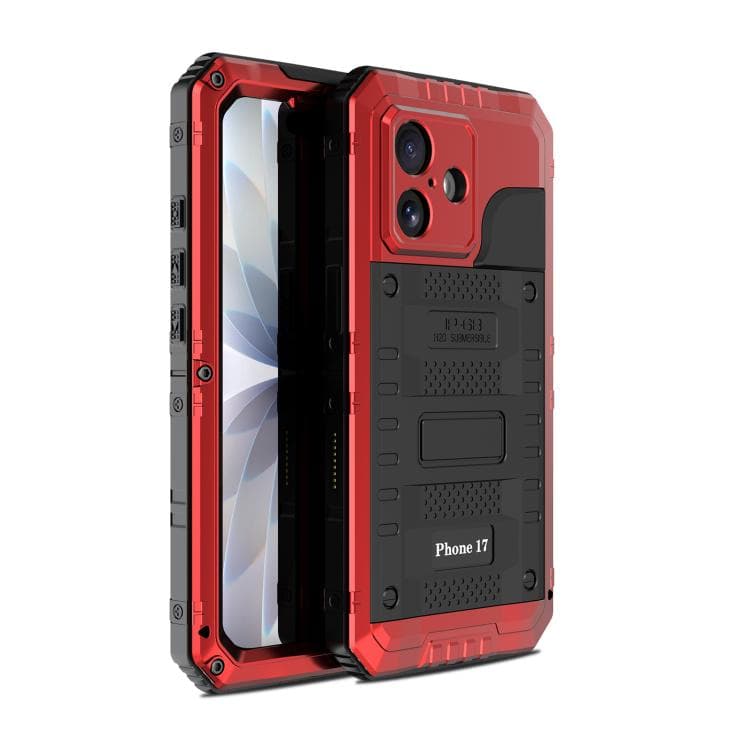 For iPhone 17 Four-proof Metal Hybrid Silicone Phone Case(Red) - Immagine 1