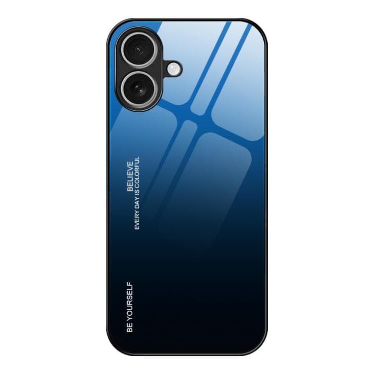 For iPhone 17 Gradient Color Glass Phone Case(Blue Black) - Immagine 1