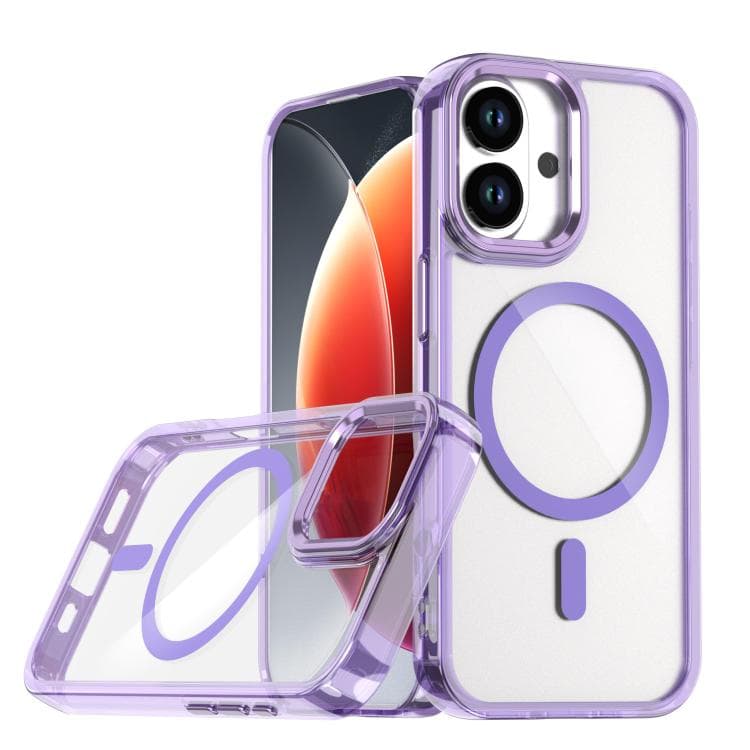 For iPhone 17 MagSafe Magnetic Clear Phone Case(Purple) - Immagine 1
