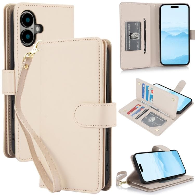 For iPhone 17 Multi-Card Wallet RFID Leather Phone Case(Apricot) - Immagine 1