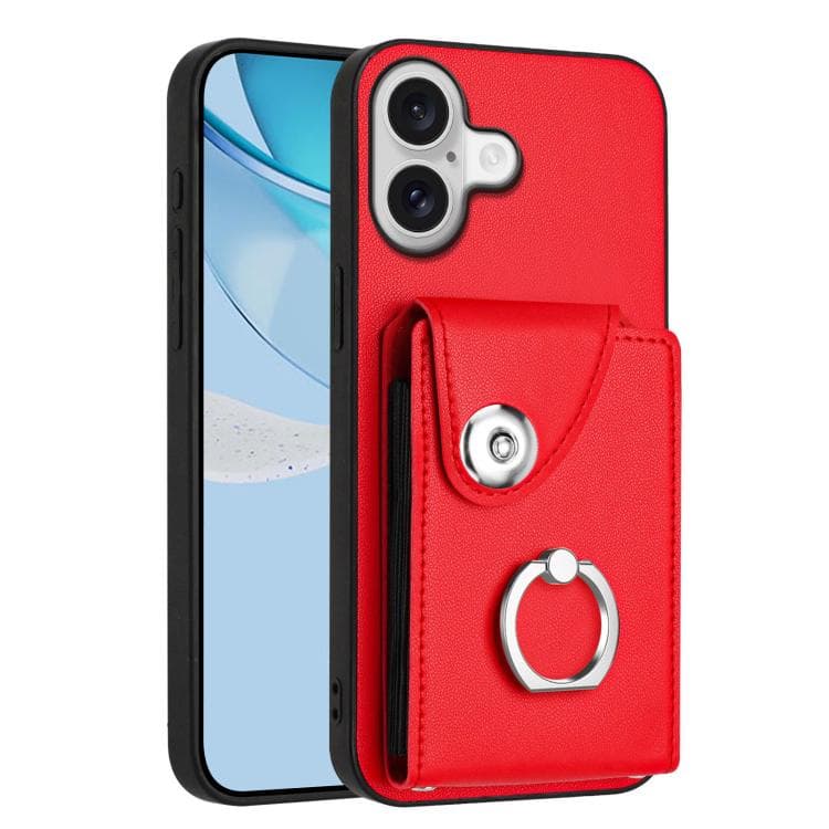 For iPhone 17 Organ Card Bag Ring Holder Phone Case(Red) - Immagine 1