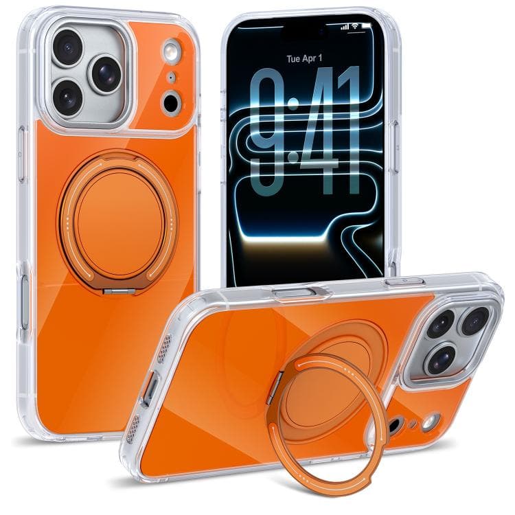 For iPhone 17 Pro Color Magnetic Ring Holder Phone Case(Orange) - Immagine 1
