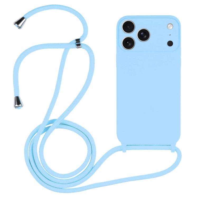 Custodia in silicone liquido con laccetto a tracolla per iPhone 17 Pro (Blu) - Immagine 1