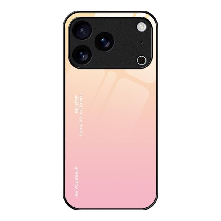 Custodia in vetro con effetto sfumato per iPhone 17 Pro (Giallo Rosa) - Immagine 1