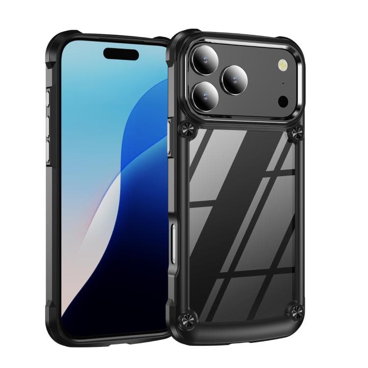 Custodia per iPhone 17 Pro Max con protezione per l'obiettivo in TPU + PC (Nero) - Immagine 1