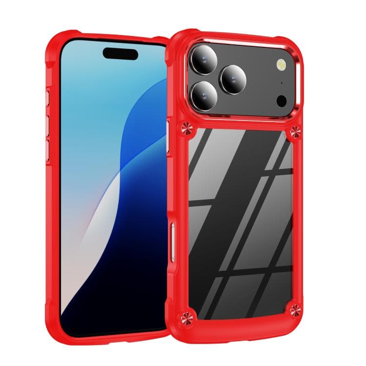 Custodia per iPhone 17 Pro Max con protezione obiettivo in TPU + PC (Rosso) - Immagine 1
