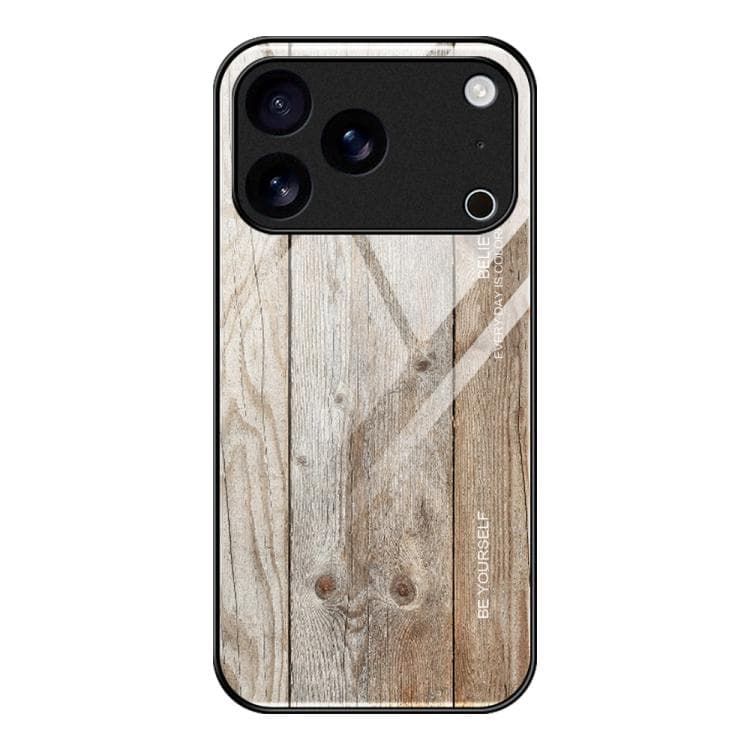 Fodera per iPhone 17 Pro Max in vetro con effetto legno (Grigio) - Immagine 1