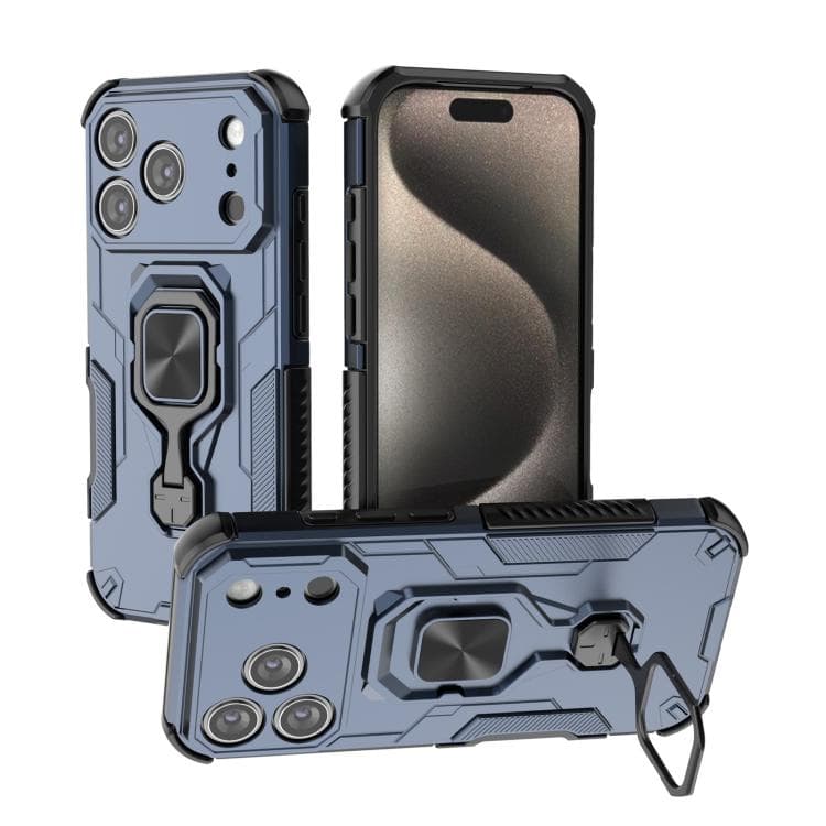 For iPhone 17 Pro Metal Kickstand TPU Hybrid PC Phone Case(Blue) - Immagine 1