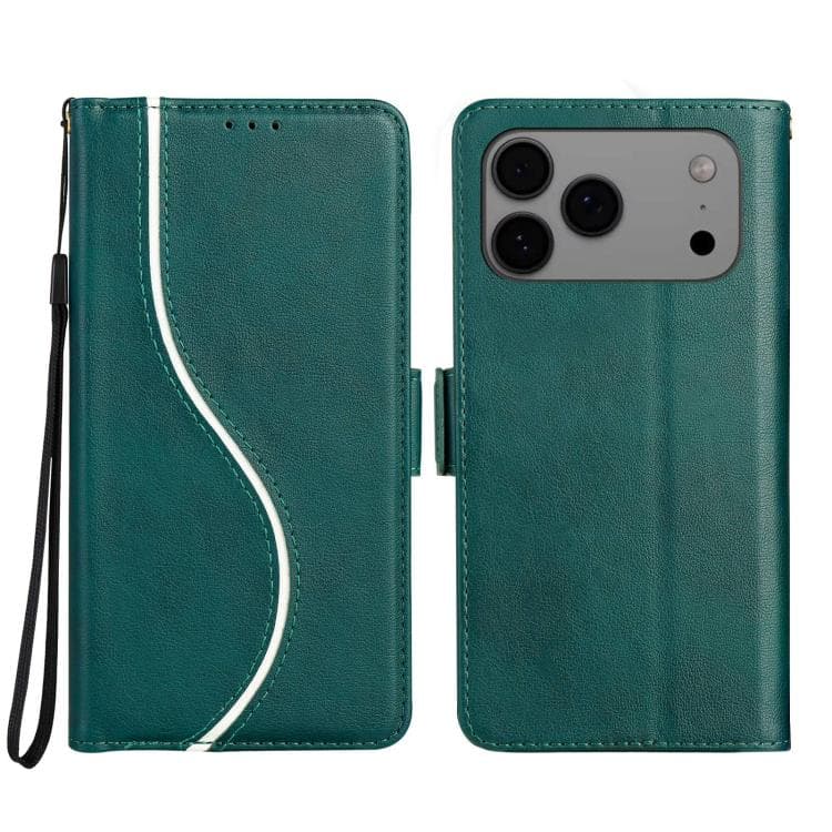 For iPhone 17 Pro Side Buckle S Curve Leather Phone Case(Green) - Immagine 1