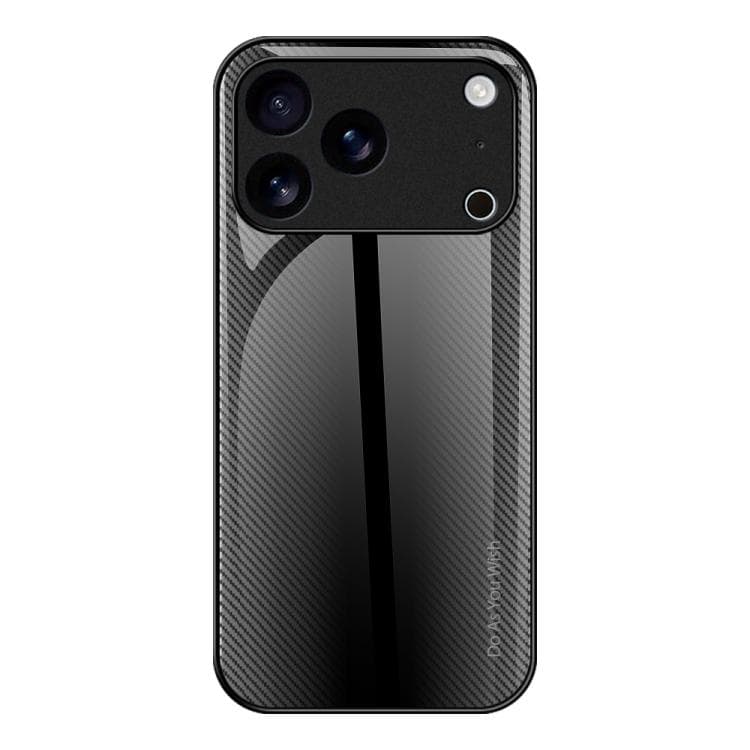 Custodia per iPhone 17 Pro in vetro texture gradiente e TPU (Nero) - Immagine 1