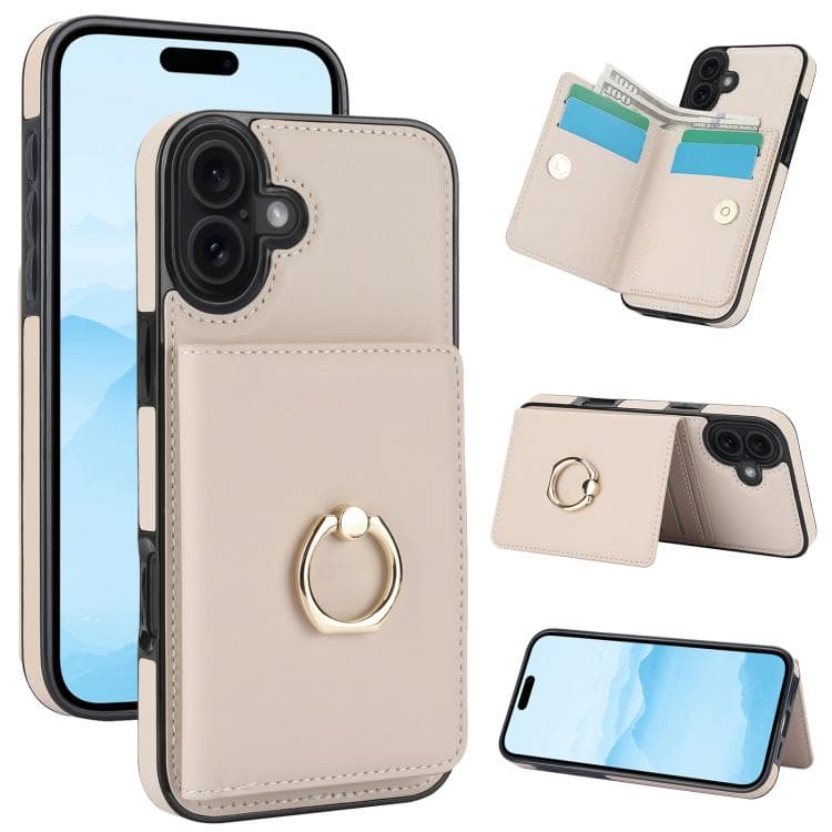 For iPhone 17 RFID Anti-theft Card Ring Holder Phone Case(White) - Immagine 1