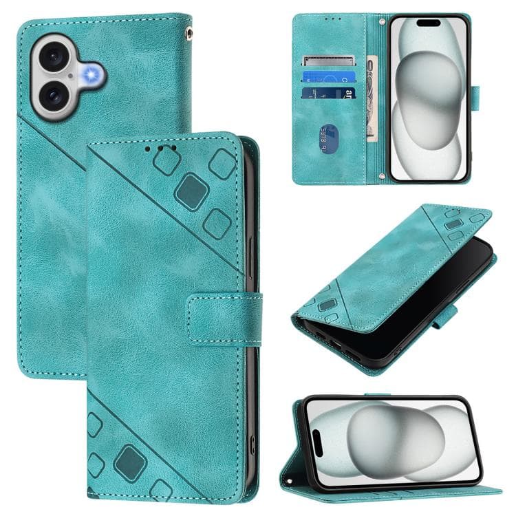 For iPhone 17 Skin-feel Embossed Leather Phone Case(Green) - Immagine 1