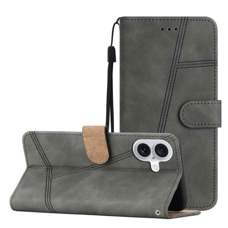 For iPhone 17 Skin-feel Stitching Leather Phone Case(Grey) - Immagine 1