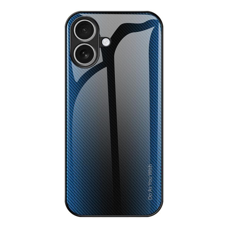 For iPhone 17 Texture Gradient Glass TPU Phone Case(Blue) - Immagine 1