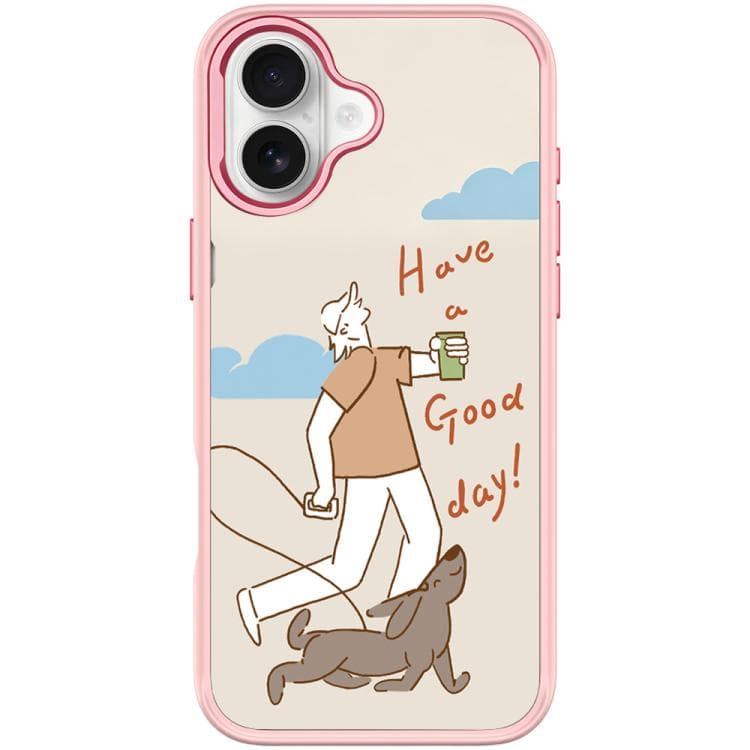 For iPhone 17 Walking Dog Pattern Magnetic Phone Case(Pink) - Immagine 1
