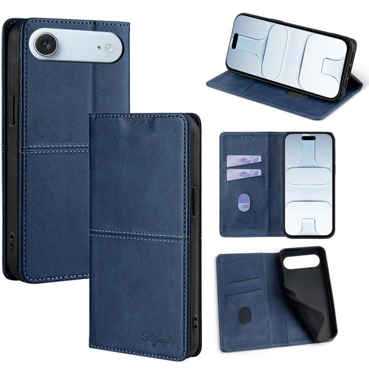 For iPhone Air Cow Texture Magnetic Leather Phone Case(Blue) - Immagine 1