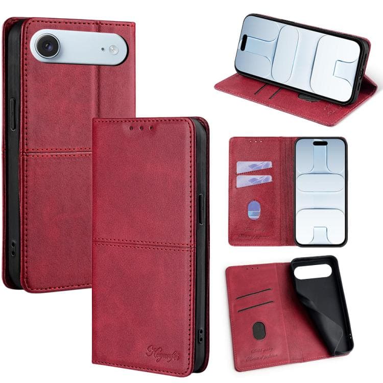 For iPhone Air Cow Texture Magnetic Leather Phone Case(Red) - Immagine 1