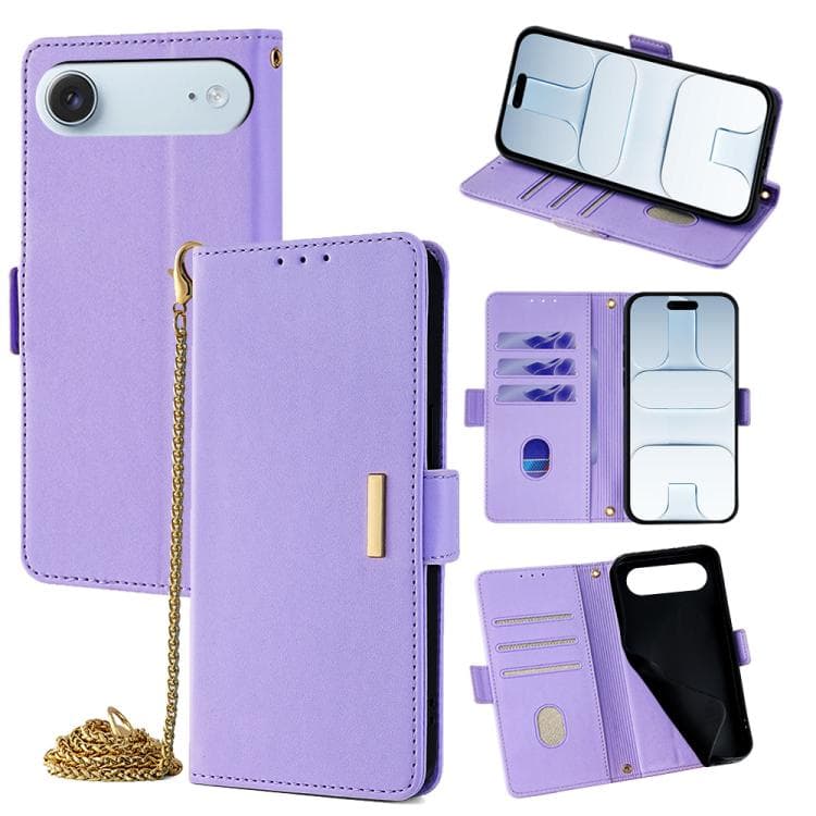 For iPhone Air Crossbody Chain Leather Phone Case(Purple) - Immagine 1