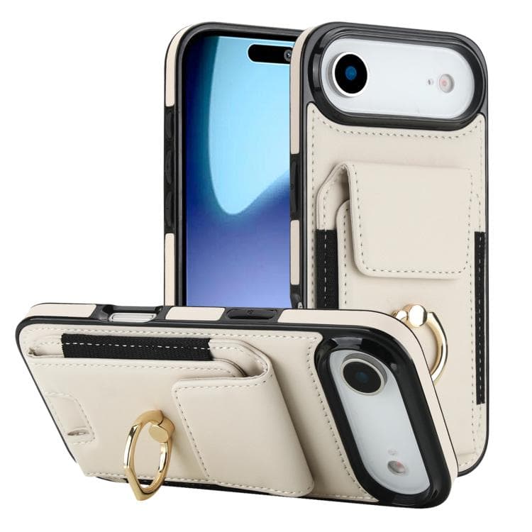 For iPhone Air Elastic Card Bag Ring Holder Phone Case(White) - Immagine 1