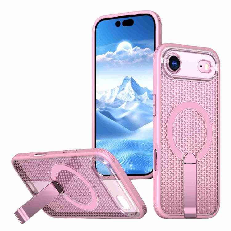 For iPhone Air Honeycomb Cooling MagSafe Holder Phone Case(Pink) - Immagine 1