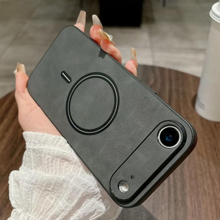 For iPhone Air Lambskin Faux Leather Magnetic Phone Case(Black) - Immagine 1