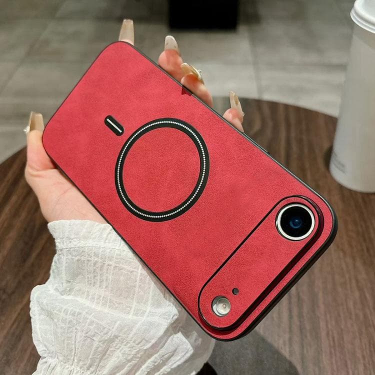 For iPhone Air Lambskin Faux Leather Magnetic Phone Case(Red) - Immagine 1