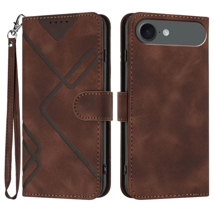 For iPhone Air Line Pattern Skin Feel Leather Phone Case(Coffee)