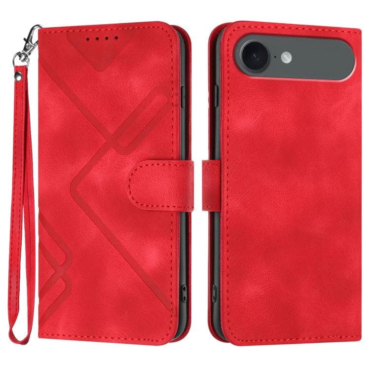 For iPhone Air Line Pattern Skin Feel Leather Phone Case(Red)