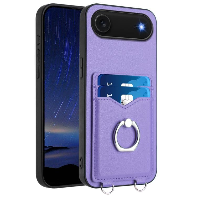 For iPhone Air R20 Ring Card Holder Phone Case(Purple) - Immagine 1