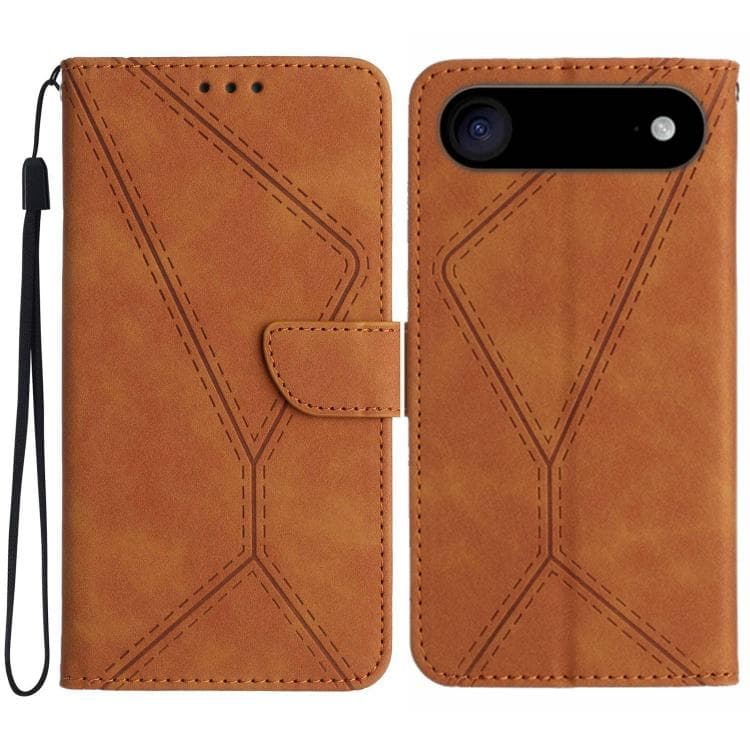 For iPhone Air Stitching Embossed Leather Phone Case(Brown)
