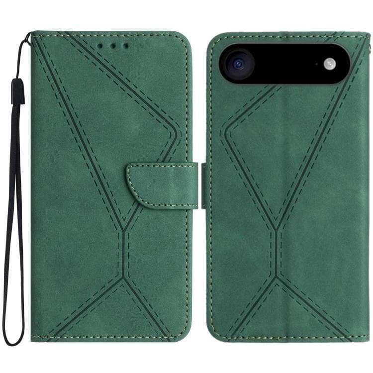 For iPhone Air Stitching Embossed Leather Phone Case(Green)