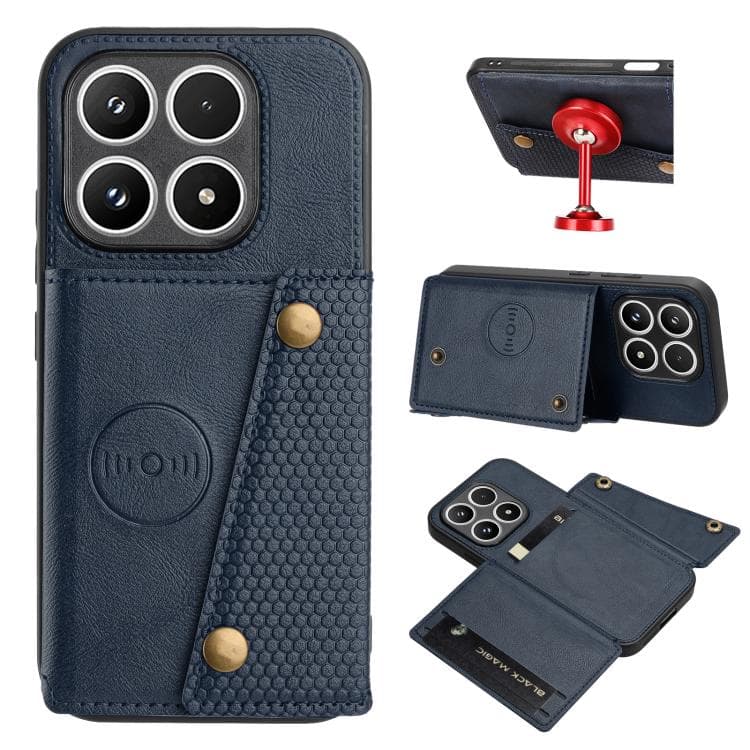 For Xiaomi 17 Double Buckle Card Slots Magnetic Phone Case(Blue) - Immagine 1