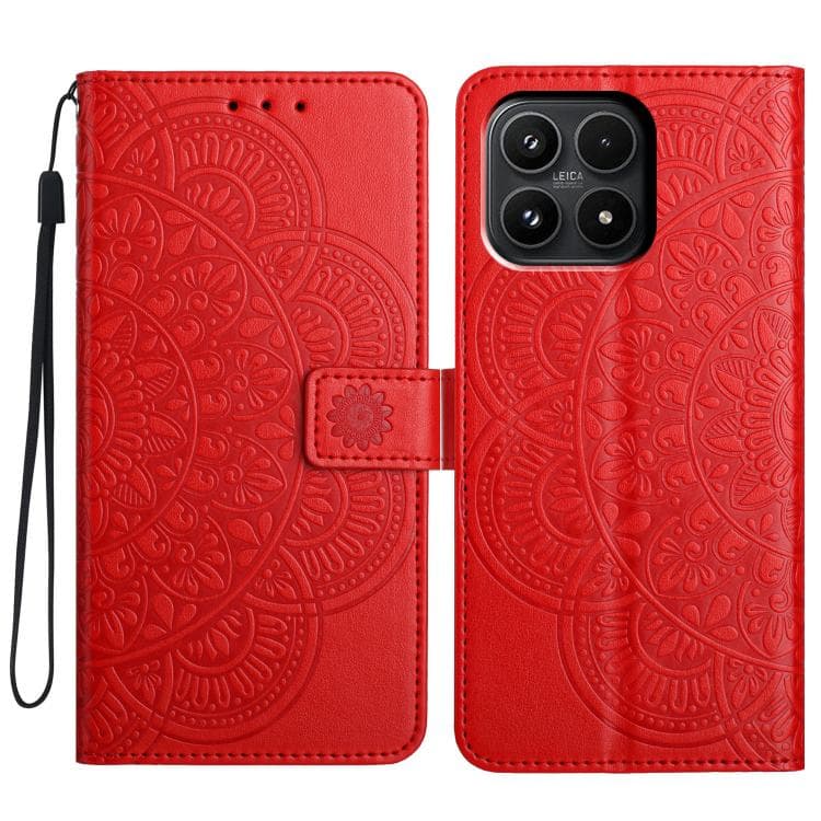 For Xiaomi 17 Flower Embossed Leather Phone Case(Red) - Immagine 1