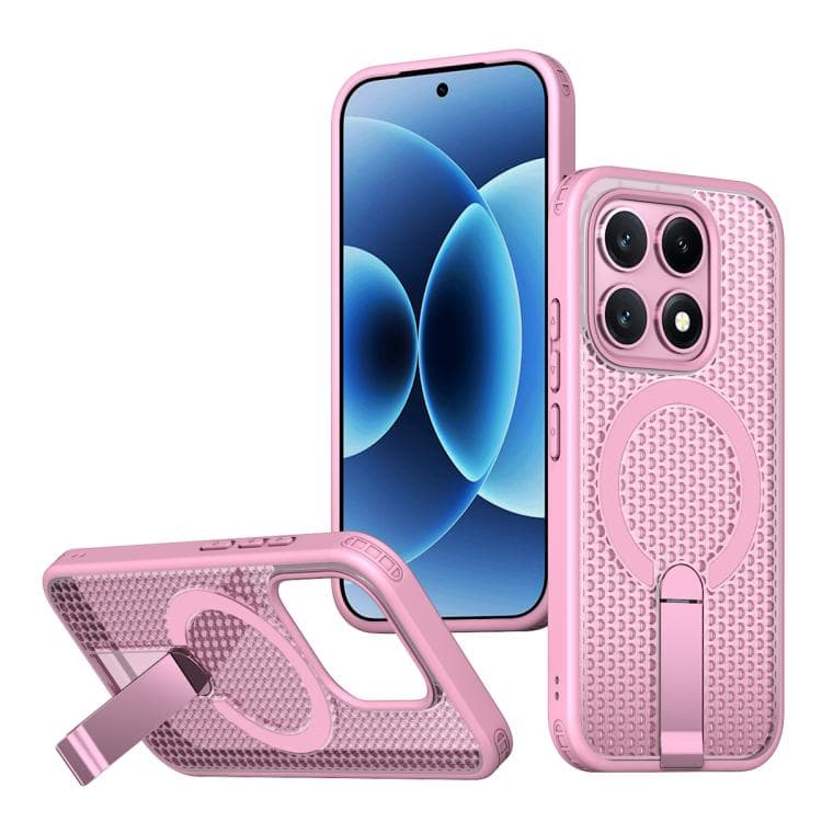 For Xiaomi 17 Honeycomb Cooling MagSafe Holder Phone Case(Pink) - Immagine 1