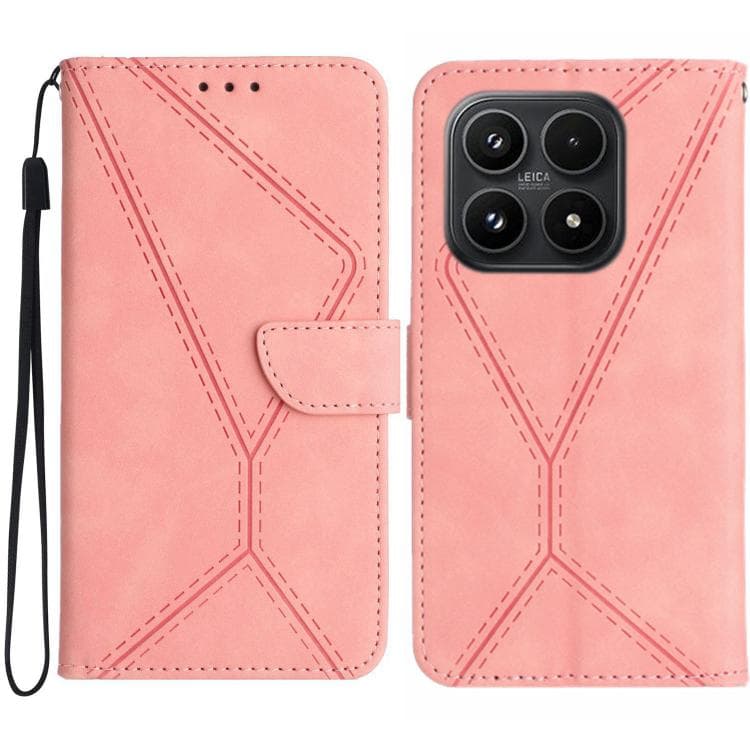 For Xiaomi 17 Stitching Embossed Leather Phone Case(Pink) - Immagine 1