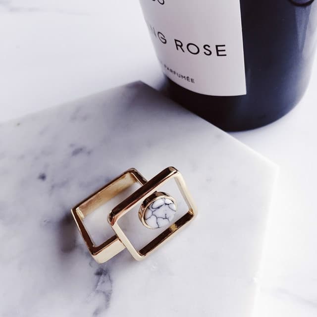 Geometric Marble Stripe Ring Boho Ethnic Women Ring(Hollow) - Immagine 1