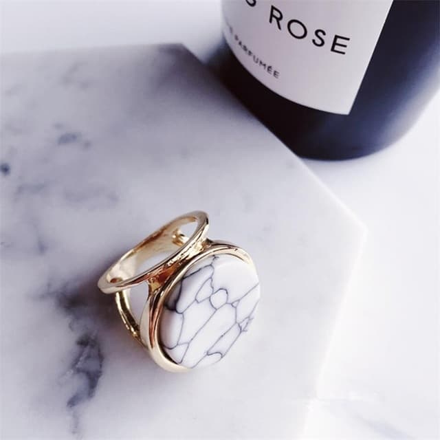 Geometric Marble Stripe Ring Boho Ethnic Women Ring(Round) - Immagine 1