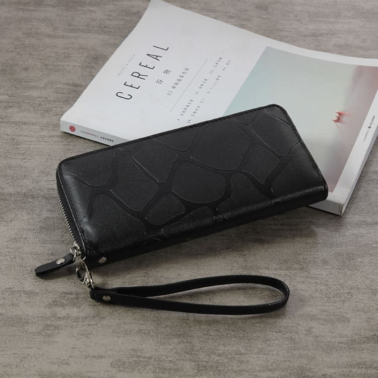 Large Stone Wallet Zipper Women Wallet Long Coin Purse(Black) - Immagine 1