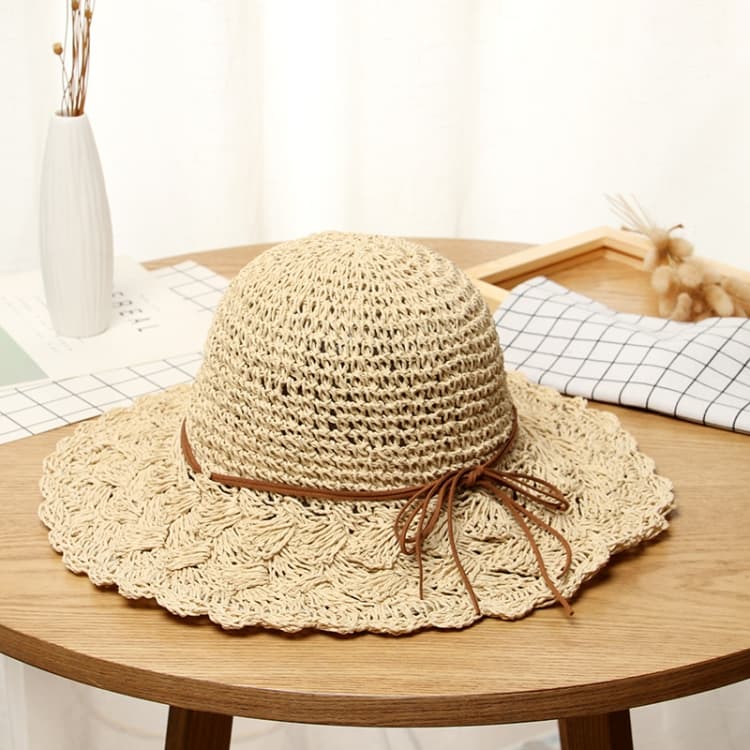 Literary Style Foldable Bow Straw Hat Sunhat(Beige) - Immagine 1