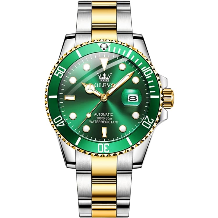 OLEVS 6650 Men Luminous Waterproof Mechanical Watch(Green + Gold) - Immagine 1