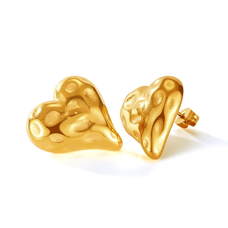 OPK GE937 1 paio Orecchini a cuore irregolare in acciaio inossidabile (Oro) - Immagine 1
