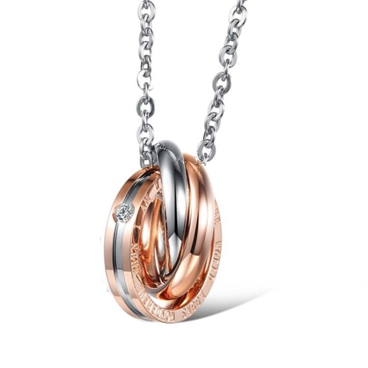 Collana da coppia in acciaio al titanio ad incastro (Oro rosa) - Immagine 1