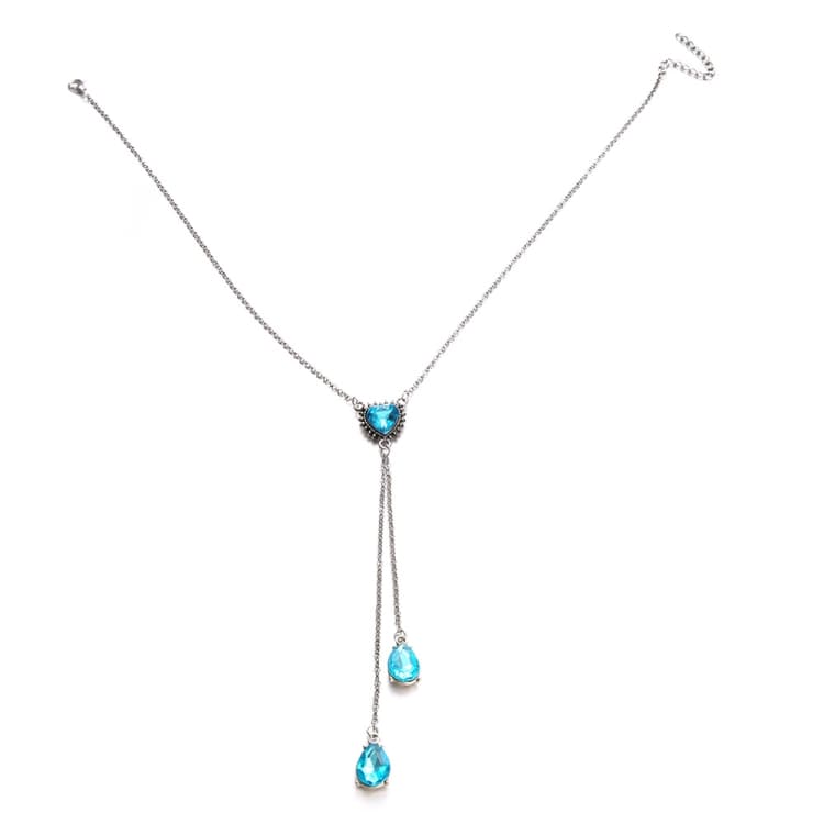 Collana con ciondolo a goccia in gemma azzurra personalizzata per donna - Immagine 1