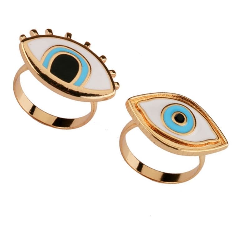 Anello punk in resina con occhio turco - Immagine 1
