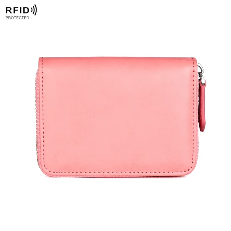 RFID Anti-theft Zipper Leather Coin Purse Coin Storage Bag(Pink) - Immagine 1